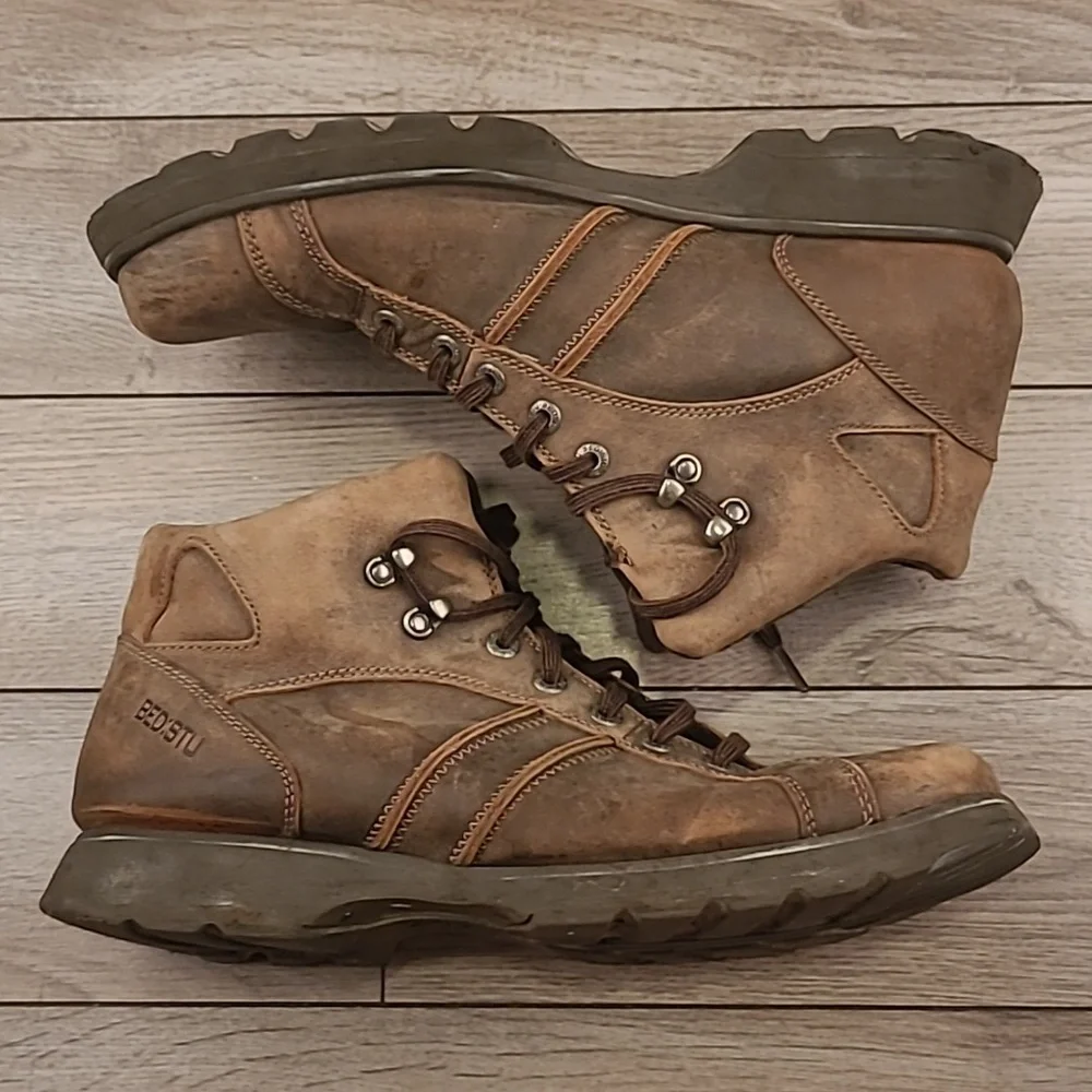BED STU Dark Brown Leather Hiking Sz 13 Mens Ankle Lace Up Boots VTG RARE